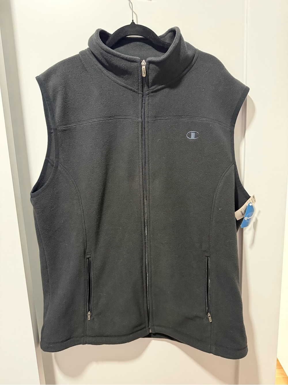 Vintage Champion Black Fleece Zip-Up Vest